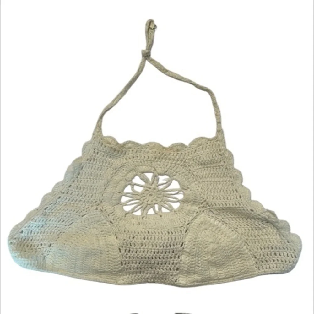 Some Days Lovin- cream crochet bikini swim top size large
